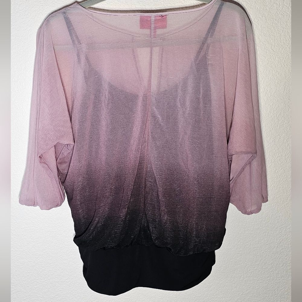 Jennifer Lopez Women's Blouse Small Pink & Purple Sheer Ombré Blouse w/ Tank Top - Picture 3 of 5
